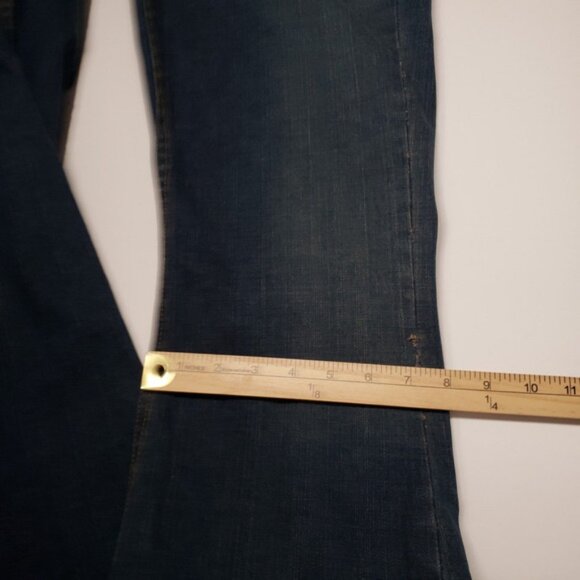 Levis 519 Flare Jeans Womens 12 Short Blue Low Rise Stretch Dark Wash Y2k Denim - Picture 13 of 16